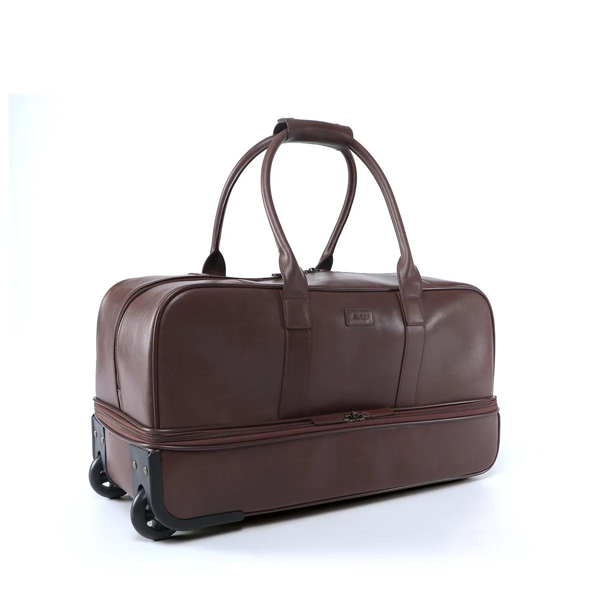 【ちゅんすけ】REISA 6BEIGETENTWITHBROWNSKIRT BUSBY LEATHER ROLLER DUFFEL - namibia destinations