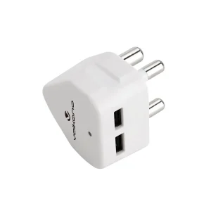 VOLKANO CURRENT SERIES DOUBLE USB WALL CHARGER WITH 3 PIN PLUG
